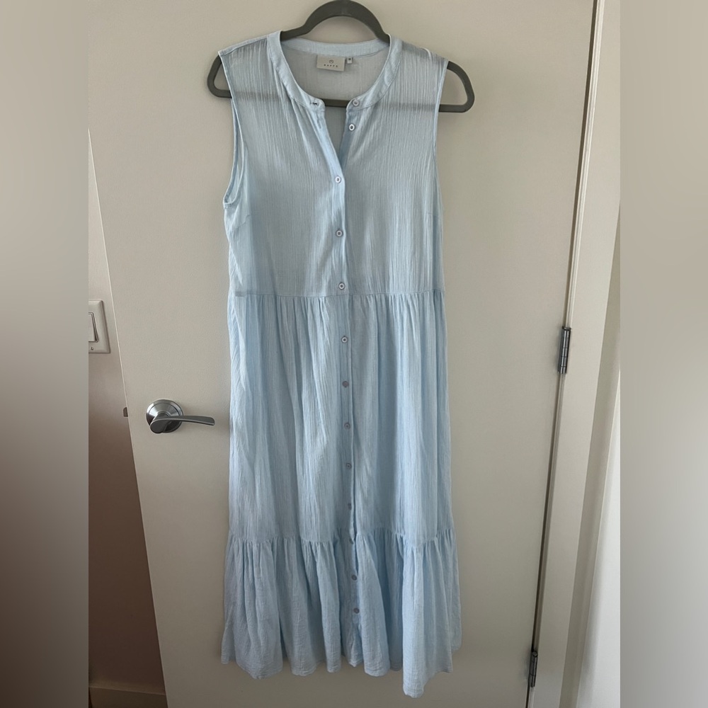 Easy, breezy, beautiful - Powder Blue Sleeveless Button-Down Dress